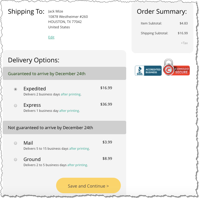 Lulu - Delivery Options